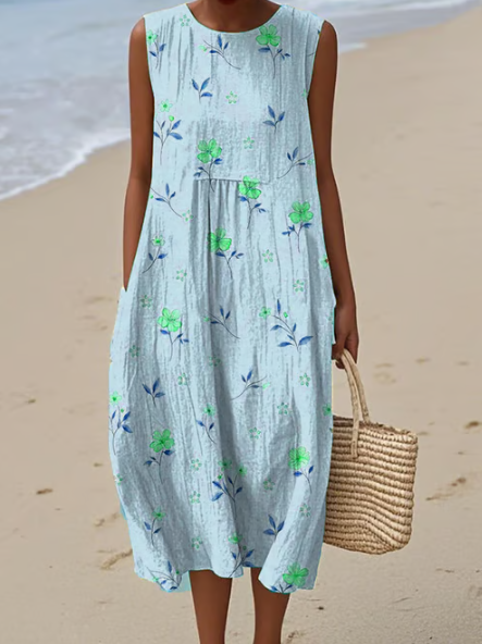 Vestido suave con toques rosados