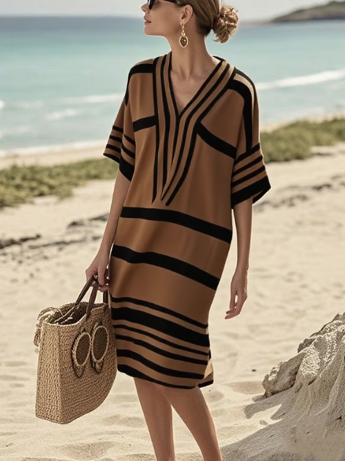 Vestido corto de lino con aire bohemio