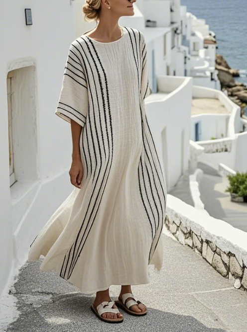 Vestido de lino largo con caída fluida