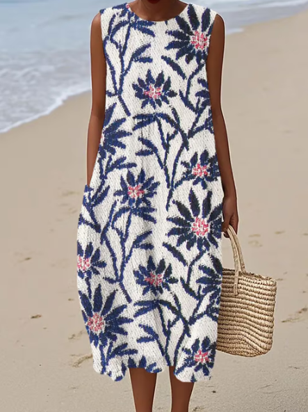 Vestido sin mangas con estampado botánico