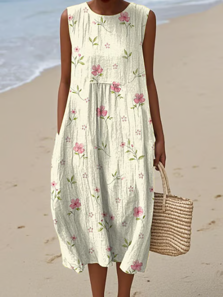 Vestido suave con toques rosados