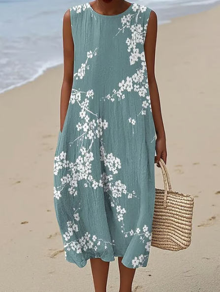 Vestido sin mangas floral suave
